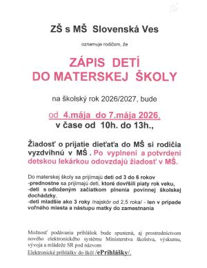 Zápis MŠ