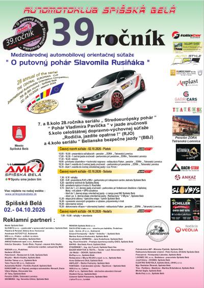 39. ročník medzinárodnej automobilovej orientačnej súťaže O putovný pohár Slavomila Rusiňáka (2.–3. 10. 2026)